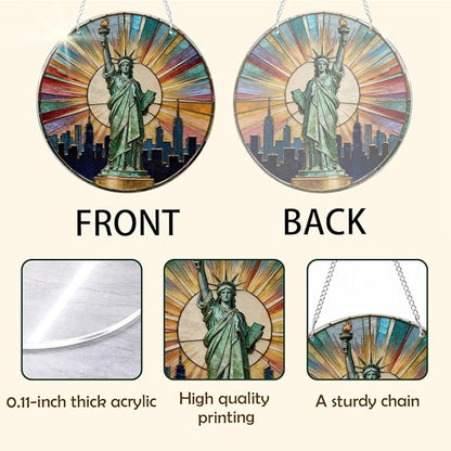Statue of Liberty Sun Catcher, Statue of Liberty Acrylic Windows Hanging, Acrylic Wall Outdoor Garden Decor, Window Hanging American Patriotic Suncatcher, American Gift