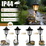 Garden Duck Statues with Solar Lantern Flowerpot Outdoor Decoration, Duck Figurines of resin Art Sculptures for Patio Lawn Backyard Porch Ornaments Unique Housewarming Birthday Gifts for Women Mom