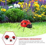 Tofficu Simulation Ladybug Ornaments 9.05 Inch Outdoor Garden Decor Metal Lawn Sculpture Cute Animal Patio Tabletop Accent for Yard Decoration