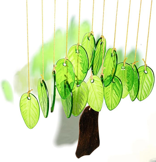 Glass Wind Chimes,Stained Glass Window Hangings Sun Catcher for Outdoor, Home&Garden Decor,House Warming Birthday Gifts for Women,Mom,Unisex