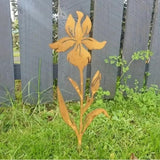 Metal Plant Garden Decoration for Outdoor Home Garden Decor Gold Flower Stakes Silhouettes Sculptures Lawn Yard (Iris)