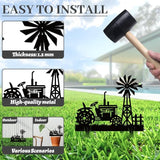 WADORN Farms Tractors Windmills Metal Decorative Stakes, Black Tractors Outdoor Statues Silhouette Funny Rustic Farm Gifts Farmhouse Ornaments for Farm Yard Art Garden Patio Backyard Lawn Decors