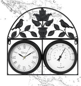 17Inch Large Outdoor Clock,Waterproof Wall Clock with Thermometer,Weatherproof Non-Ticking Quartz Battery Operated Decor Clock for Patio,Garden,Pool,Porch,House Warming Gifts