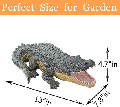 Teaeeno Garden Alligator Outdoor Decor, Crocodile Sculpture for Stuff Pond Decor, Florida Alligator Sculpture for Yard Art, Realistic Wild Animal, Reptile Figure, Florida Alligator, Perfect for Man