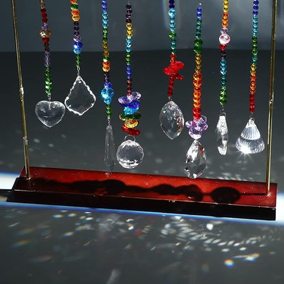 JULMELON 8 Pieces Colorful Crystals Suncatcher Hanging for Window, Rainbow Octogon Chakra Pendants Suncatchers with Crystals Beads Chain for Home Garden Christmas Day Party Wedding Decoration
