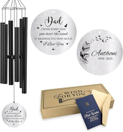ASTARIN Personalized 30" Bereavement Wind Chimes for Outside, Memorial Gift in Remembrance of a Loved One, Sympathy Gift for Loss of Mother Father Husband, Garden Patio Decor
