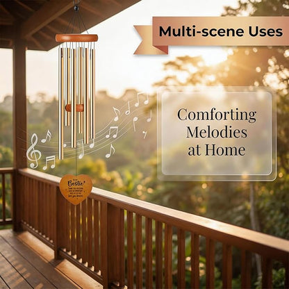 Bestie Gifts Wind Chimes - Metal Windchimes Outdoors for Friendship Garden Yard Porch Indoor Balcony Home Hanging Decoration Appreciation Graduation Birthday Sisterhood Gift for Friends
