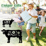 Cow Metal Decorative Garden Stakes Cow Gifts for Women Men Mom Birthday Gifts Silhouette Statues for Garden Decor, Yard Art, Patio, Outside, Lawn Ornaments, Outdoor Decorations