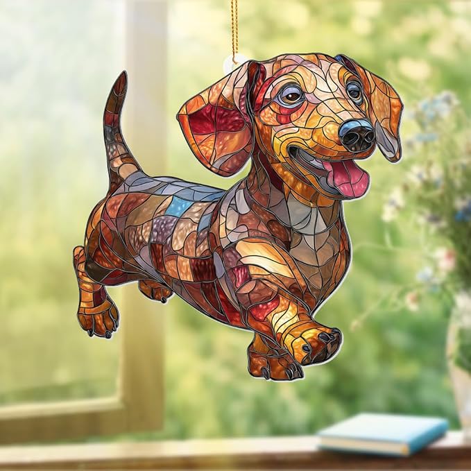 Acrylic Dog Christmas Ornament 2025 – Dachshund Gift for Lovers, Pet Memorial Keepsake, Cute Puppy Tree Decoration, Clear Acrylic Hanging Ornament for Pet Owners, Stocking Stuffer for Dog Mon, Sun-35