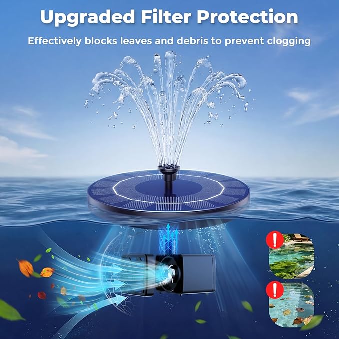 AISITIN 2.5W Solar Fountain for Bird Bath, 2 Pack Solar Water Fountain with 6 Nozzles & 4 Tube Supports, Solar Powered Fountain Pump for Garden, Pond, Pool, Fish Tank, Aquarium Outdoor