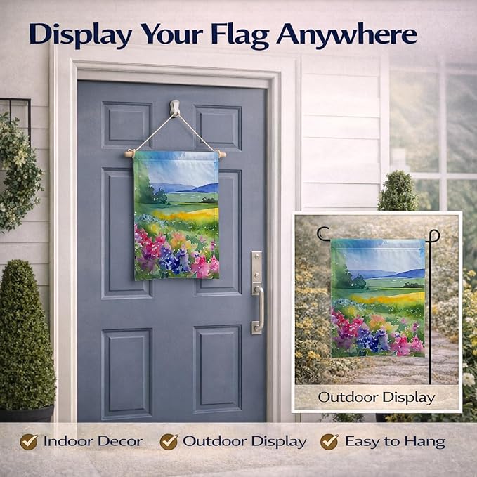 Caroline's Treasures Massachusetts Mayflowers in Watercolor Garden Flag Mailbox Flag Decorative Yard Flag Banner Outside Patio Artwork Yard Flower Beds, Garden Size, Multicolor