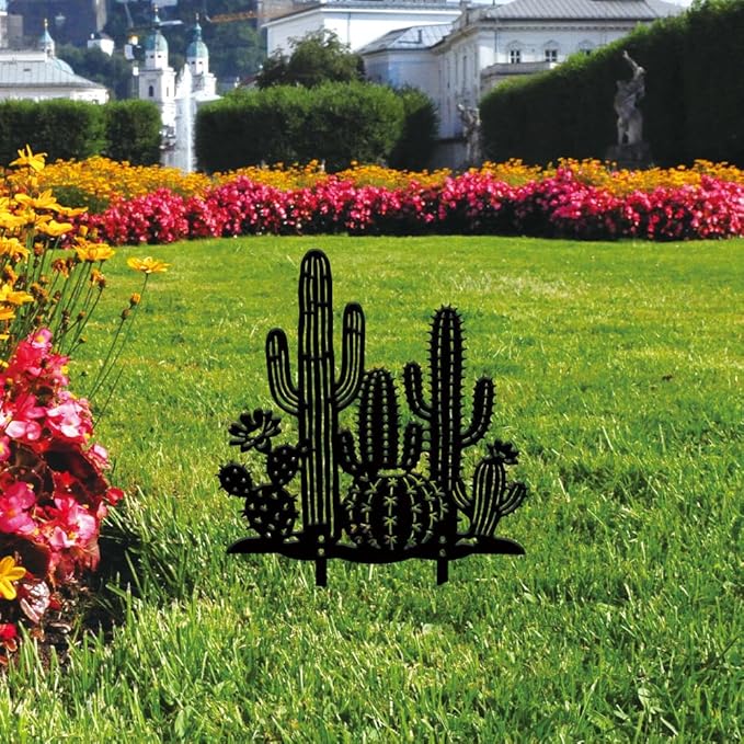 SUPERDANT Metal Cactus Garden Decor for Outside Plant Yard Stakes for Decorations Outdoor Statues Iron Art Stake Decorative Silhouette Lawn Ornament Patio Porch Farmhouse Decoration Gifts