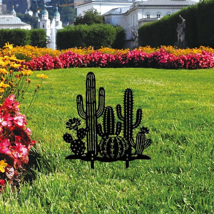 SUPERDANT Metal Cactus Garden Decor for Outside Plant Yard Stakes for Decorations Outdoor Statues Iron Art Stake Decorative Silhouette Lawn Ornament Patio Porch Farmhouse Decoration Gifts