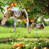 Owls to Keep Birds Away: 4Pcs Fake Owls with Reflective Tape for Garden Patio, Bird Scare Reflective Hanging Decoration to Keep Birds Pigeon from Windows Tree Garden