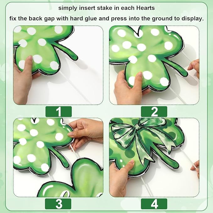 FYSUIMU St. Patrick' s Day Outdoor Decorations Shamrock Yard Stakes 31 Inch Irish Lucky Clover Yard Sign for Home Garden Lawn Porch Patio Walkway Decor