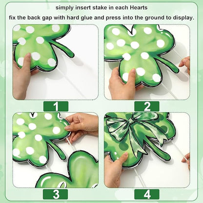 FYSUIMU St. Patrick' s Day Outdoor Decorations Shamrock Yard Stakes 31 Inch Irish Lucky Clover Yard Sign for Home Garden Lawn Porch Patio Walkway Decor