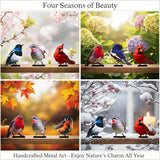 6 PCS Color Painted Metal Bird Sculptures - Vivid 2D Garden Decor for Outdoor Fences, Patio, Yard for Bird Lovers