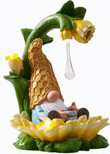 RM ROOMERS Gnome Fall Decor Garden Solar Gnomes Decoration for Yard Autumn Decor Resin Sunflower Gnome Statue with LED Lights for Patio Honey Drip Home Gifts for Women Housewarming