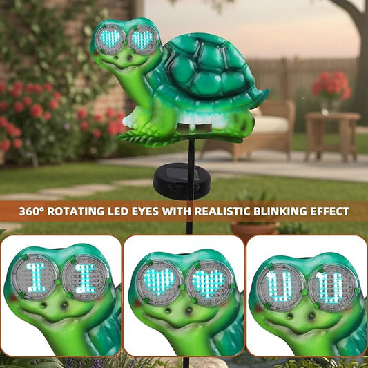 Turtle Decorative Garden Stakes with White LED Lights Display I Love U, 39.3" Solar Turtle Garden Decor Outdoor for Yard Patio Pathway Lawn Ornaments