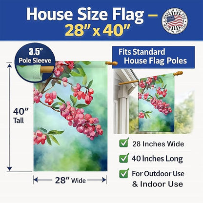 Caroline's Treasures Pennsylvania Mountain Laurels in Watercolor House Flag Large Porch Sleeve Pole Decorative Outside Yard Banner Artwork Wall Hanging, Polyester, House Size, Multicolor