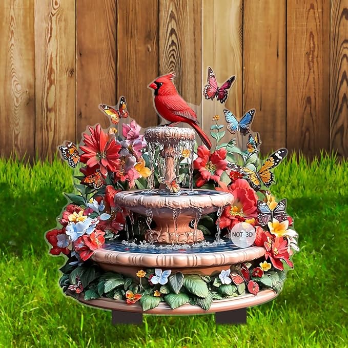 Hummingbird Flowing Water Garden Stake Decor, Butterfly Acrylic 2D Garden Decoration,Sculptures Ornament Garden Accessories for Outdoor Indoor Yard Lawn Pot Plants (Style B)