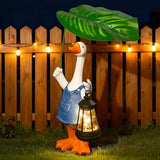 Goose Garden Statues Porch Goose Statue Holding Leaf with Solar Lantern Front Porch Yard Lawn Spring Outdoor Decorations Duck Easter Christmas Birthday Gifts for Mom Women