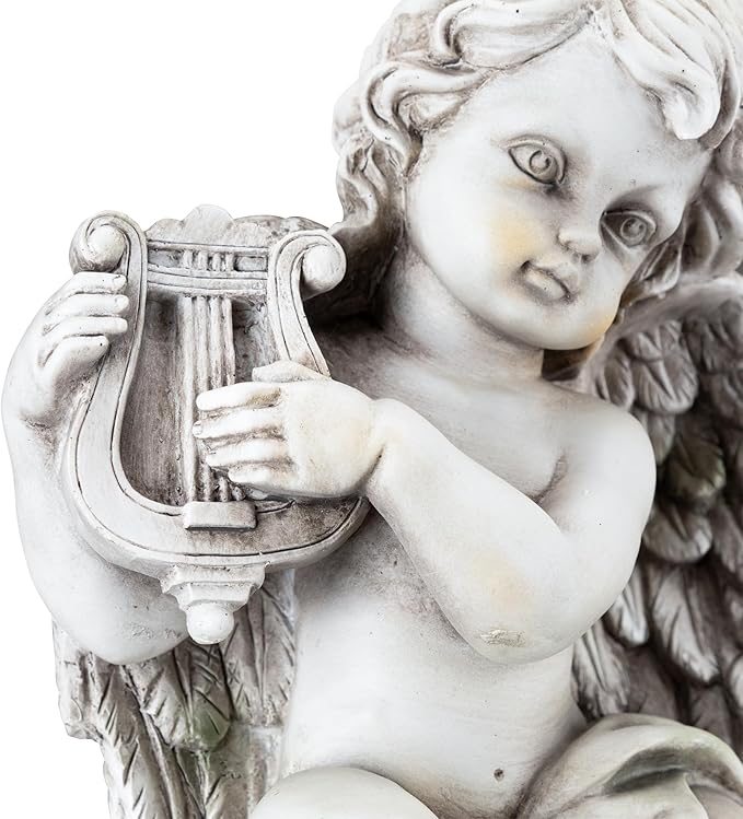 Northlight 14.75" Set of 2 Cherub Angels with Instruments Outdoor Garden Statues
