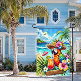 BlissYard Summer Parrot Garden Flag 12x18 Double Sided Tropical Bird Yard Flag Red Parrot Welcome Banner Outdoor Beach Palm Tree Decor Summer Garden Decorations for Home Lawn Patio Porch