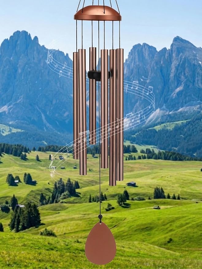 Large Alu Wind Chimes 37 Inch Zen Atmosohere A Gift for Mon Neighbor Suit for Garden Outdor Yoga Patio Decoration Unisex Brown