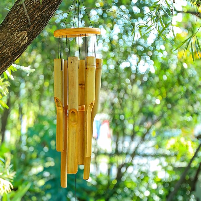 Afirst Bamboo Wind Chimes, 38" Wooden Windchimes for Outdoor Valentine's Day Gift Handcrafted Memorial Sympathy Gift for Garden, Patio, Home or Outdoor Decor