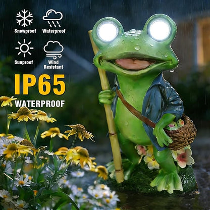 Resin Frog Statue for Fairy Gardens, Outdoor Sculptures, Patio and Lawn Ornament - Gardening, Housewarming or Home Decor