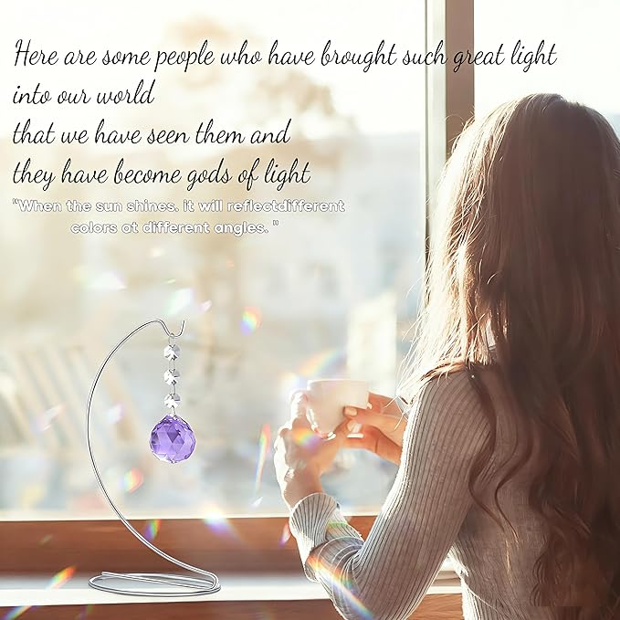 9-Inch,Unique Sympathy Gifts for Loss of Loved One,40mm Crystal Suncatcher,Condolences Gift for Loss of Mom Dad Friend Son Daughter,in Memory of Loved One Gifts,Silver Stand and a Sympathy Card