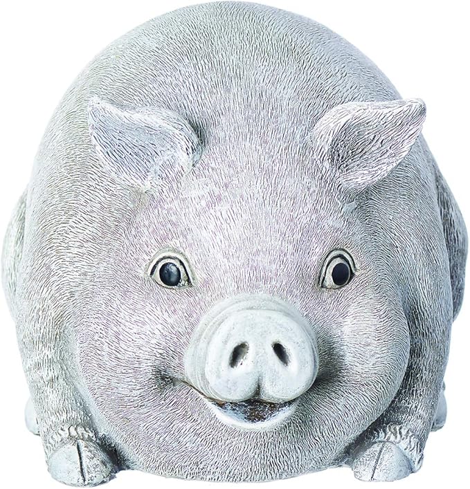 Roman - Pig Bluetooth Speaker Pudgy Pal, 6" H, Garden Collection, Resin and Stone, Decorative, Gift, Home Outdoor and Indoor Decor, Durable, Long Lasting