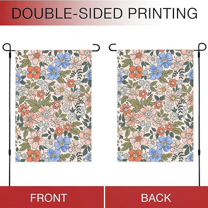 Hello Fall Garden Flags 12x18 Double Sided, Small Vintage Floral Yard Flag for Farmhouse Front Porch Lawn Outdoor Holiday Decor