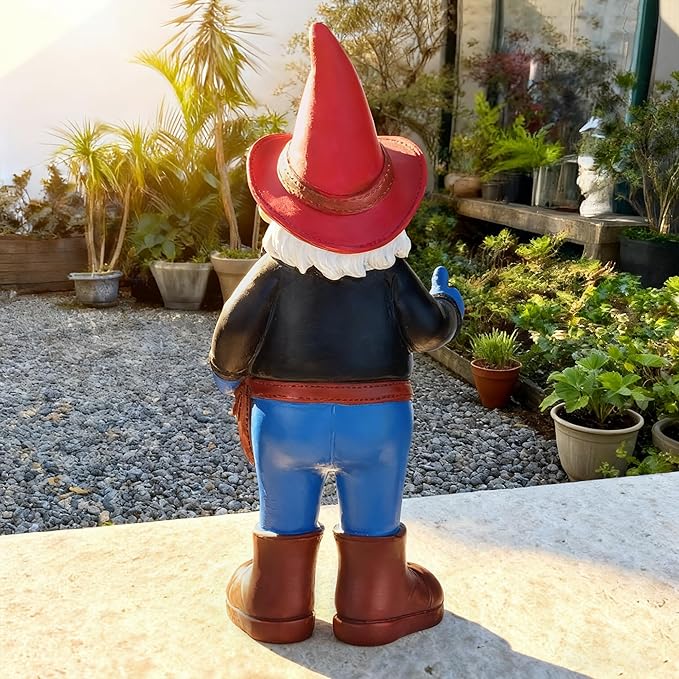 Garden Gnomes Statues for Yard Decorations Outdoor, Funny Cowboy Gnome Garden Lawn Figurines for Home Patio Yard Decor Indoor, Gardening Housewarming Gift
