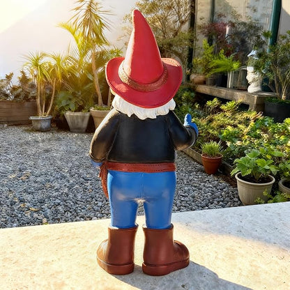Garden Gnomes Statues for Yard Decorations Outdoor, Funny Cowboy Gnome Garden Lawn Figurines for Home Patio Yard Decor Indoor, Gardening Housewarming Gift