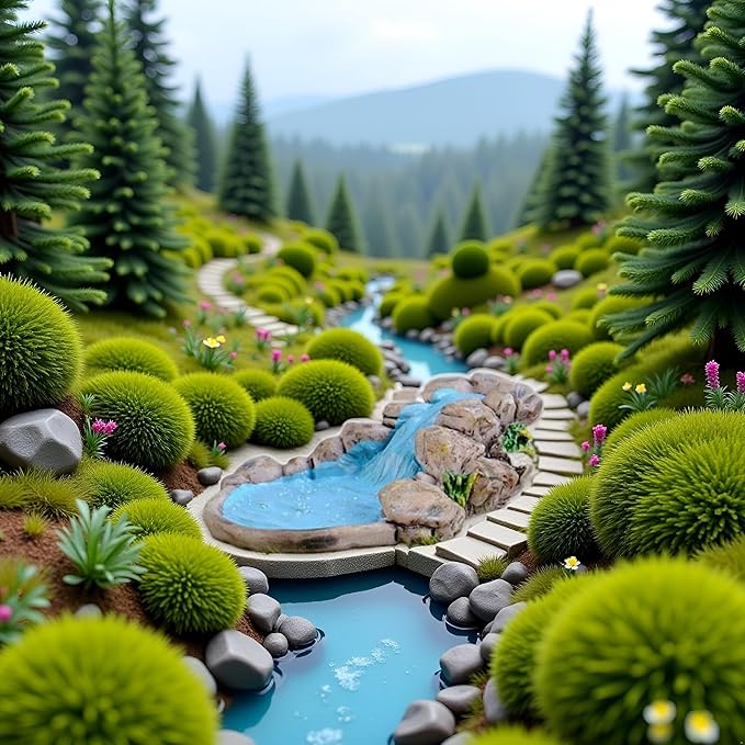 1Pc Blue DIY Mini Water Pool Fairy Garden Lawn Ornament Outdoor Miniature Statues for Mountain Dollhouse Decor Craft Garden Sculptures and Statues