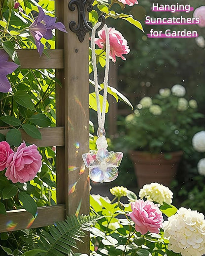 Sun Catchers for Windows Hanging, Crystal Butterfly Suncatchers for Window Garden Christmas Tree Wedding Party Patio Backyard Car Home Indoor/Outdoor Decoration Gift (1, Butterfly)