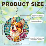 Cute Dog Wind Spinners Outdoor, Hanging Wind Spinner for Garden Decoration, 8 inch 3D Stainless Steel Metal Wind Sculpture for Indoor/Outdoor Decor