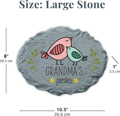 Let's Make Memories Personalized Garden Décor - Custom Garden Stone - Keepsake - for Mom or Grandma - for Her - Laser Engraved - Durable Resin - Small Stone - Striped Bird Design