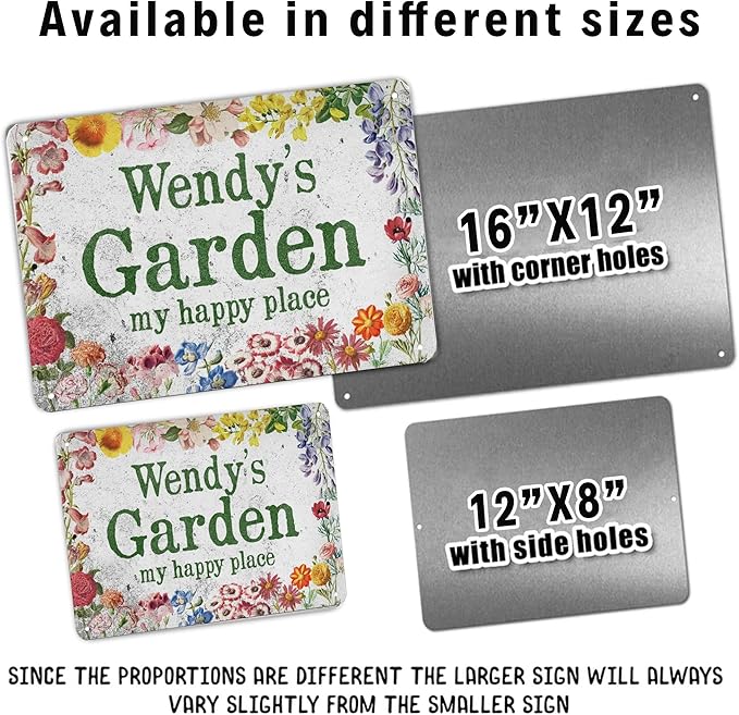 Customize Metal Signs with Name Garden Sign Personalized Waterproof Vintage Decorative Metal Print for Wall Decor Home Garden Ideas Gifts Made in USA