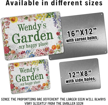Customize Metal Signs with Name Garden Sign Personalized Waterproof Vintage Decorative Metal Print for Wall Decor Home Garden Ideas Gifts Made in USA