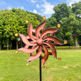 360° Metal Wind Spinner with Acrylic Beads – Willow Leaf Kinetic Sculpture for Outdoor Patio Lawn Yard and Garden Decor