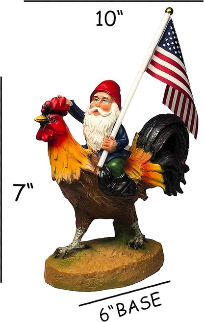 Funny Guy Mugs Gnome Riding A Rooster Garden Gnome Statue- Indoor/Outdoor Garden Gnome Funny Sculpture for Patio, Yard or Lawn