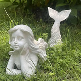 BGBWBFBR Handmade Mermaid Statue Set with Blue and White Starfish: A Beautiful Addition to Your Home Décor