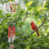 Wind Chimes with Cardinal Wind Spinner, Bird Decor Gift for Women Men, Hanging Metal Wind Catcher with 2" Center Pendant, 6" 3D Stainless Steel Kinetic Art for Garden Yard