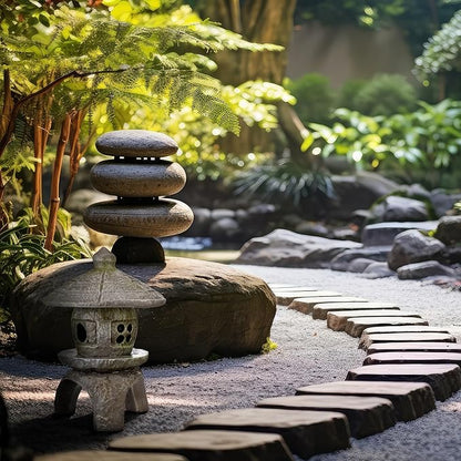 Nuanchu Small Pagoda Statue 12 x 8 Asian Garden Pagoda for Outdoor Zen Decor, Japanese Chinese Concrete Temple Tower Lantern, Marble Tone Aged Miniature Landscape Sculpture for Courtyard