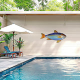 LIFFY Metal Fish Wall Decor,32“ Large Metal & Glass Tuna Artworks Home Decorative Ornaments,Indoor Outdoor Ocean Coastal Wall Hanging Decorations for Pool Garden Yard Patio
