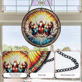 Rngmsi Christmas Jesus Stained Glass Window Hanging, 7.8" Christian Gift Sun Catchers Indoor Window Decor, Suncatchers for Windows Hanging Christmas Religious Catholic Gifts for Women Faith