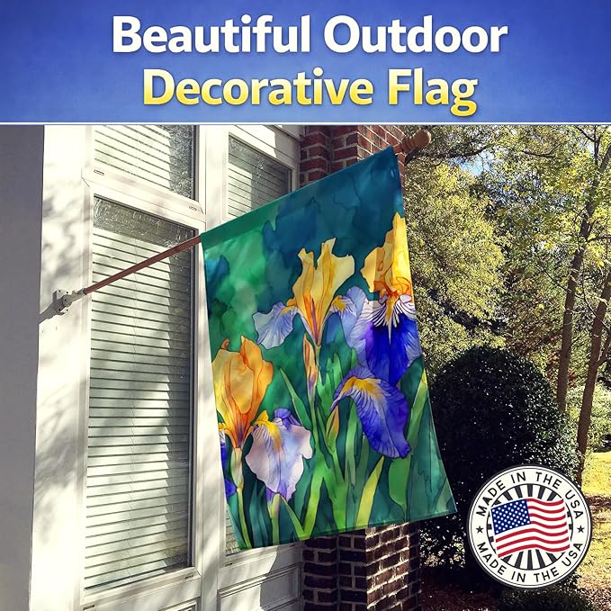 Caroline's Treasures Tennessee Iris in Watercolor House Flag Large Porch Sleeve Pole Decorative Outside Yard Banner Artwork Wall Hanging, Polyester, House Size, Multicolor